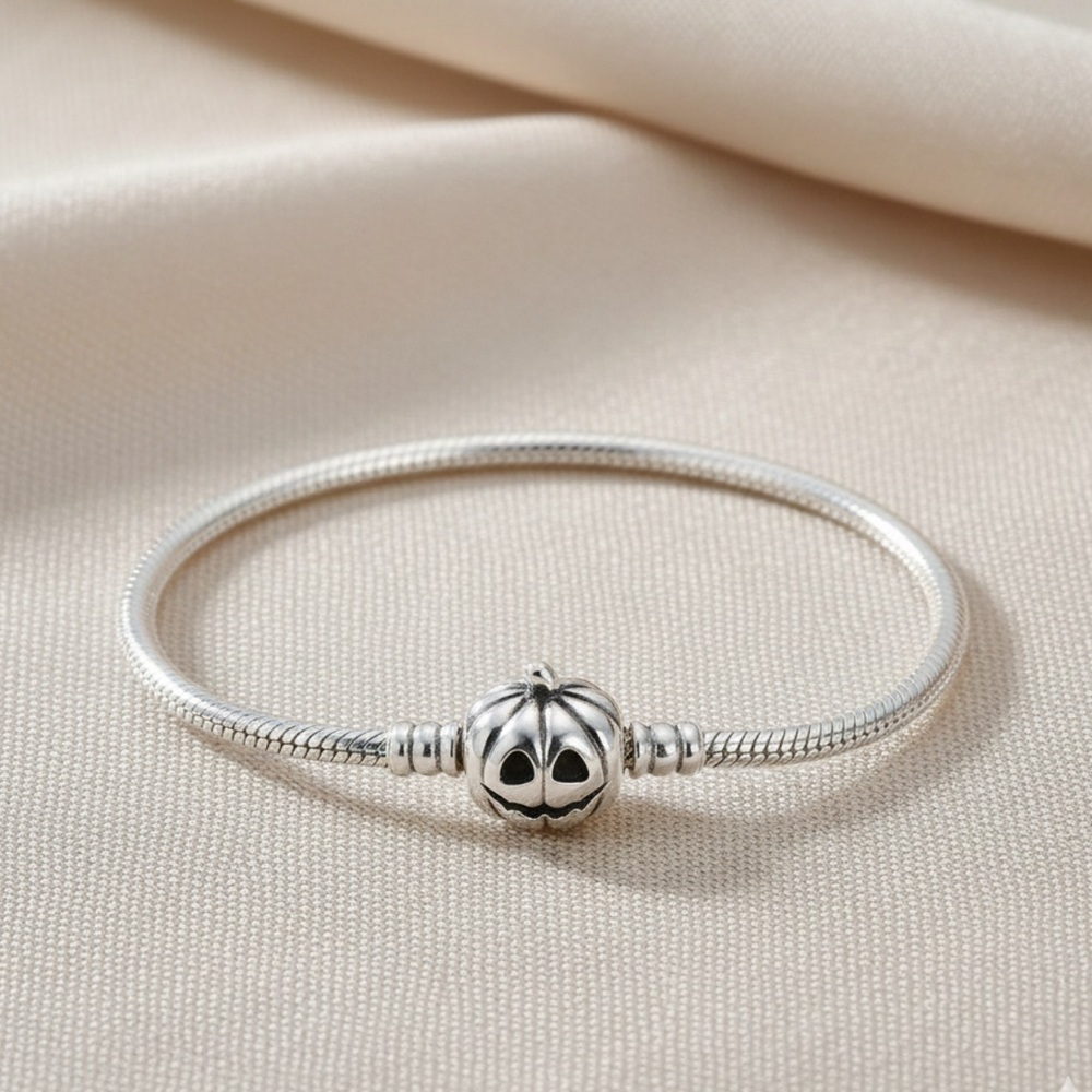 Silver Pumpkin Charm Bracelet